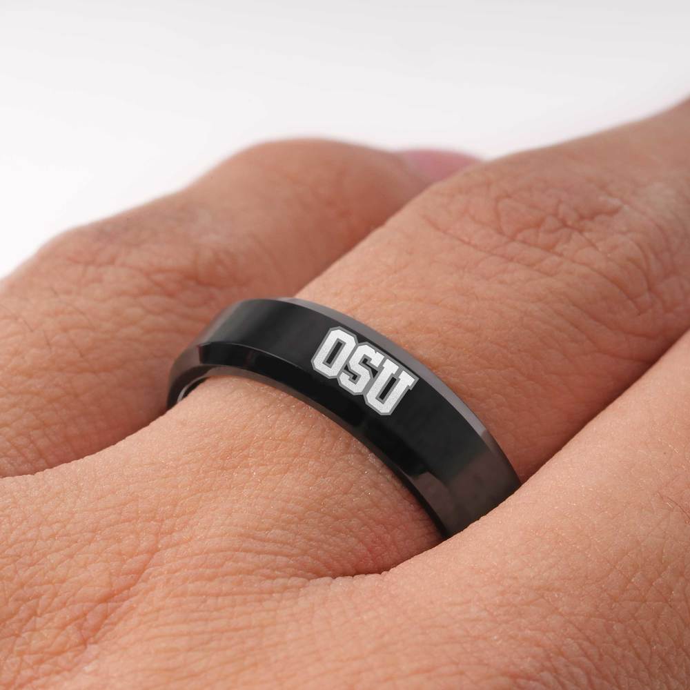 Officially Licensed Ohio State University College Black Stainless Ring