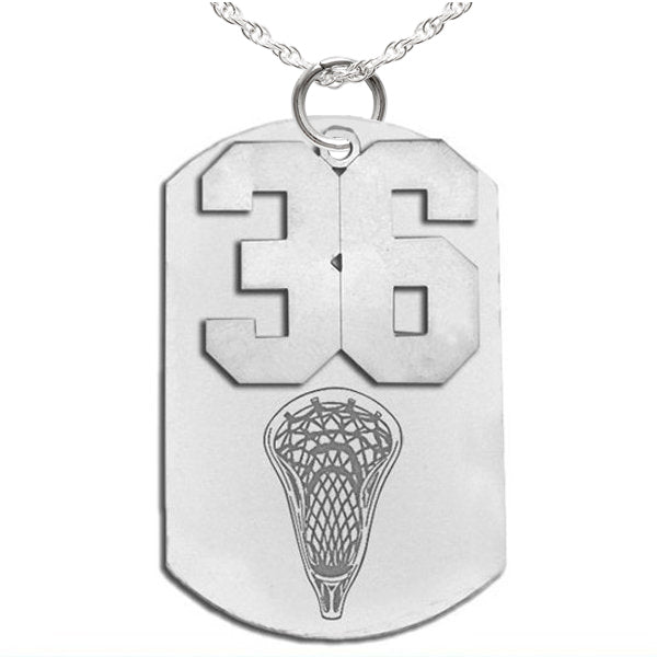 Lacrosse Dog Tag with Number Pendant Swivel