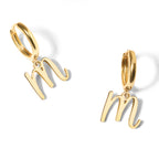 Pair of Initial Script Huggie Earrings