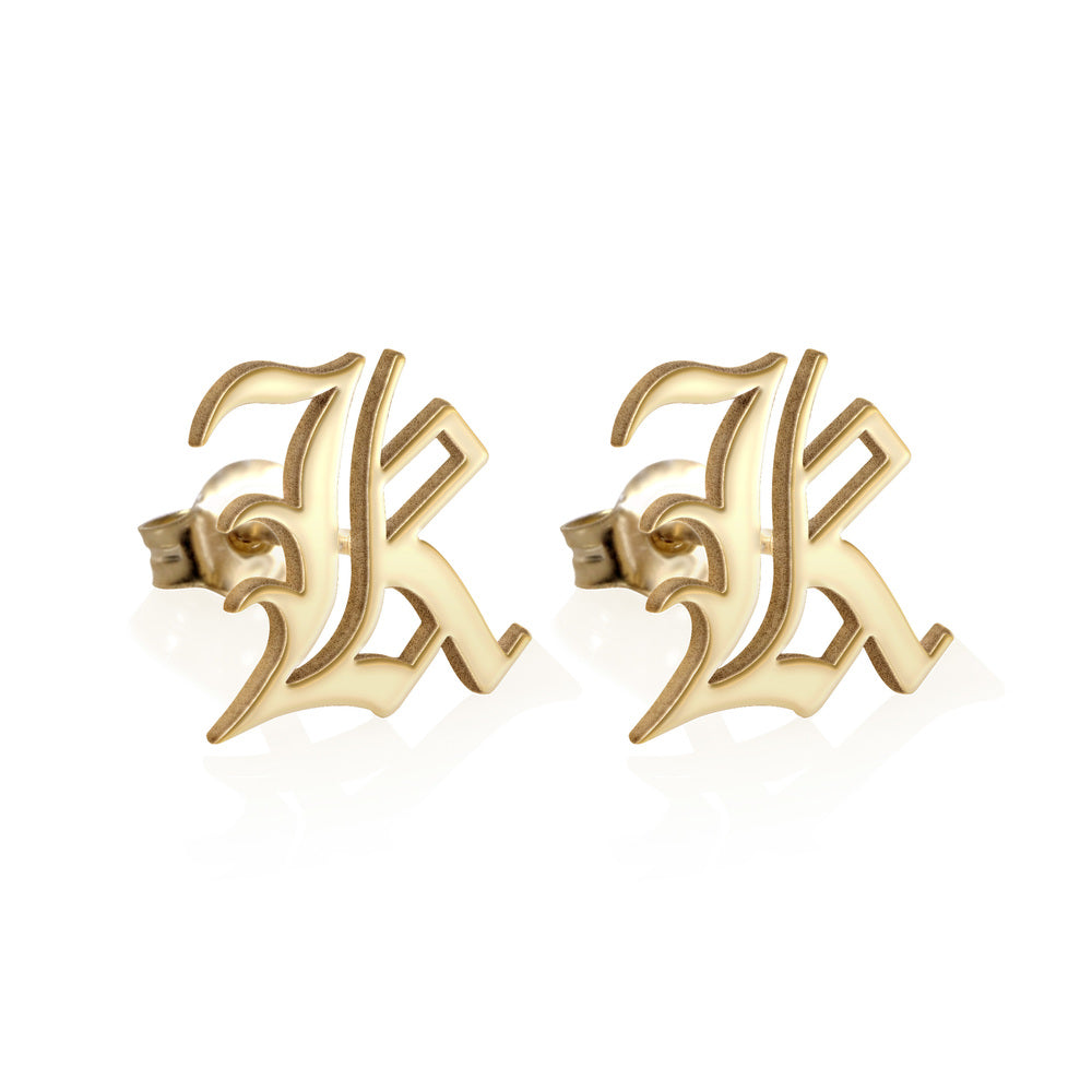 Old English Initial Earrings