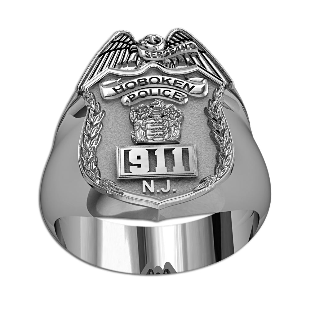 New Jersey Personalized Police Sergeant Badge Ring with Number & Department