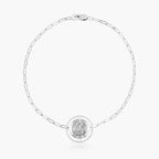 Round Saint Lucy with Open Border Paperclip Bracelet