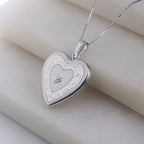 Floral Design Heart Locket With Cubic Zirconia