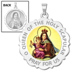 Scapular Scalloped Round Religious Medal "Color EXCLUSIVE"