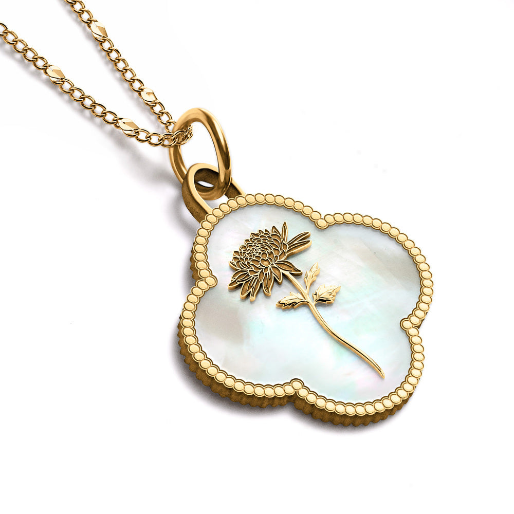 Personalized Birth Flower Clover Necklace