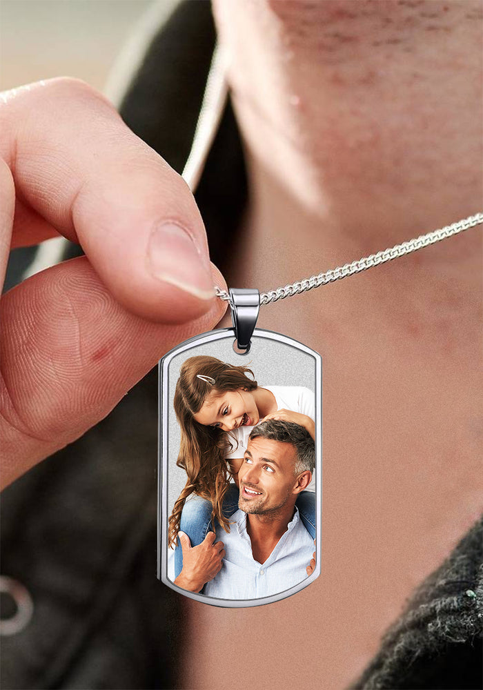 Stainless Steel Photo Dog Tag Photo Pendant with Chain