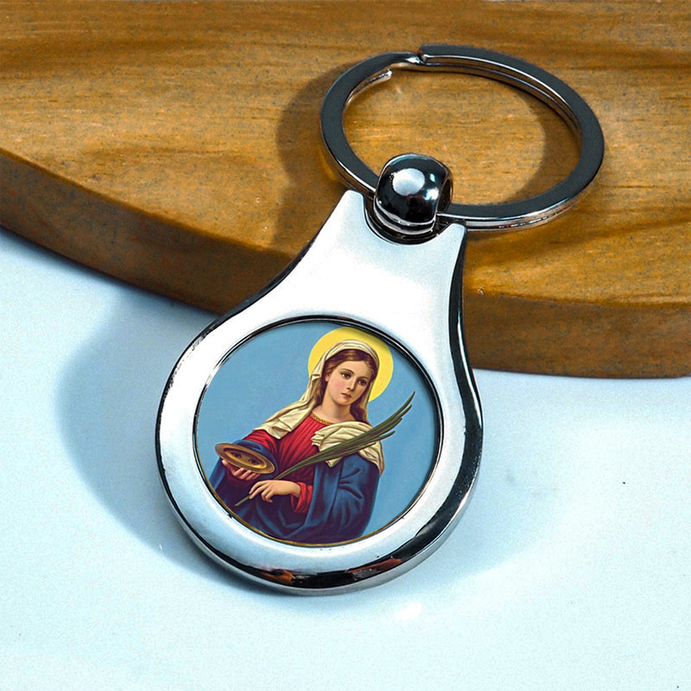 Stainless Steel Color Saint Lucy Keychain