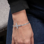 Custom Engraved Sterling Silver Cross Link ID Bracelet