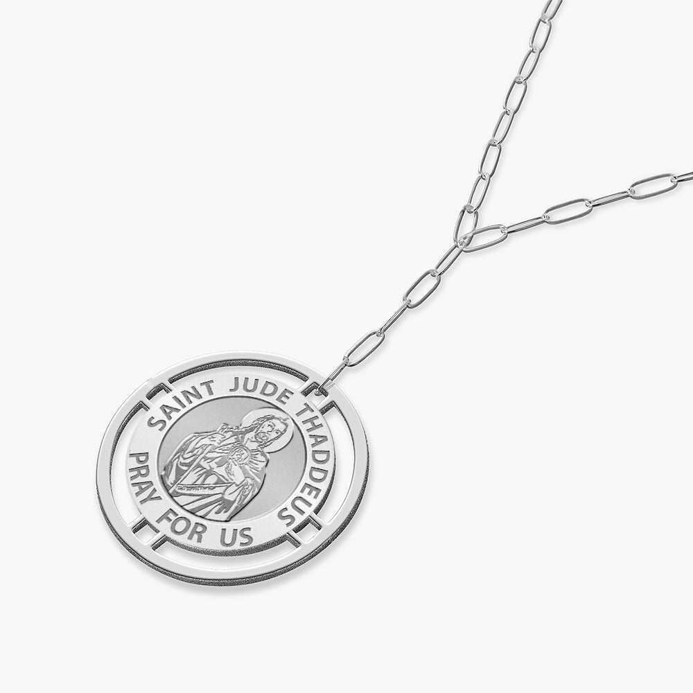Round Saint Jude Medal with Open Border Necklace