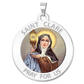 Saint Clare of Assisi Round Religious Medal - "Color