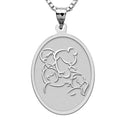 Mother with Son and Two Daughters - Oval Pendant