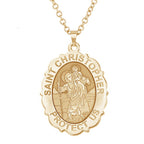 Saint Christopher Scalloped Oval Religious Medal