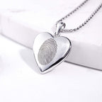 14K White Gold Fingerprint Heart Photo Locket
