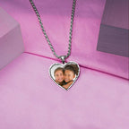 Modern Heart Photo Pendant with Diamond Cut Edge