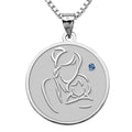 Mother and Daughter - Round Pendant with Birthstone