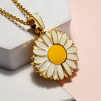 Exclusive Enameled Daisy Photo Necklace