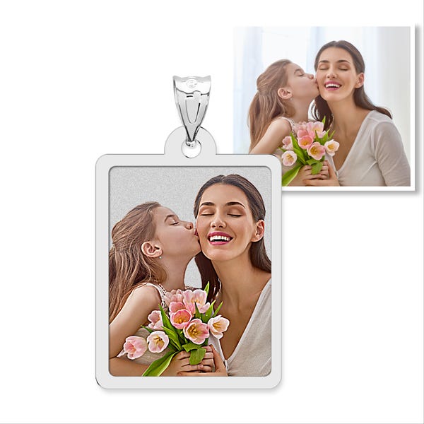 Petite Rectangle Border Photo Pendant Charm