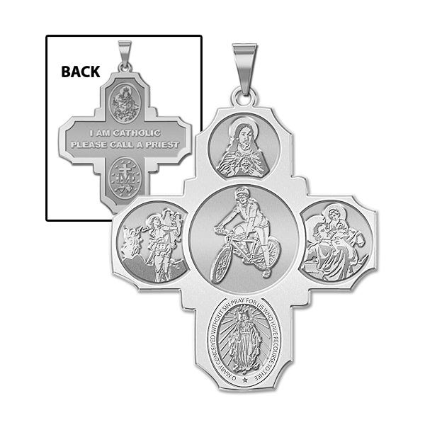 Four Way Cross - Bicycling Religious Medal