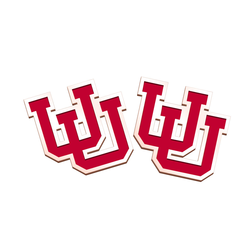 Pair of University of Utah Color Enamel Intertwined U Cuff Links