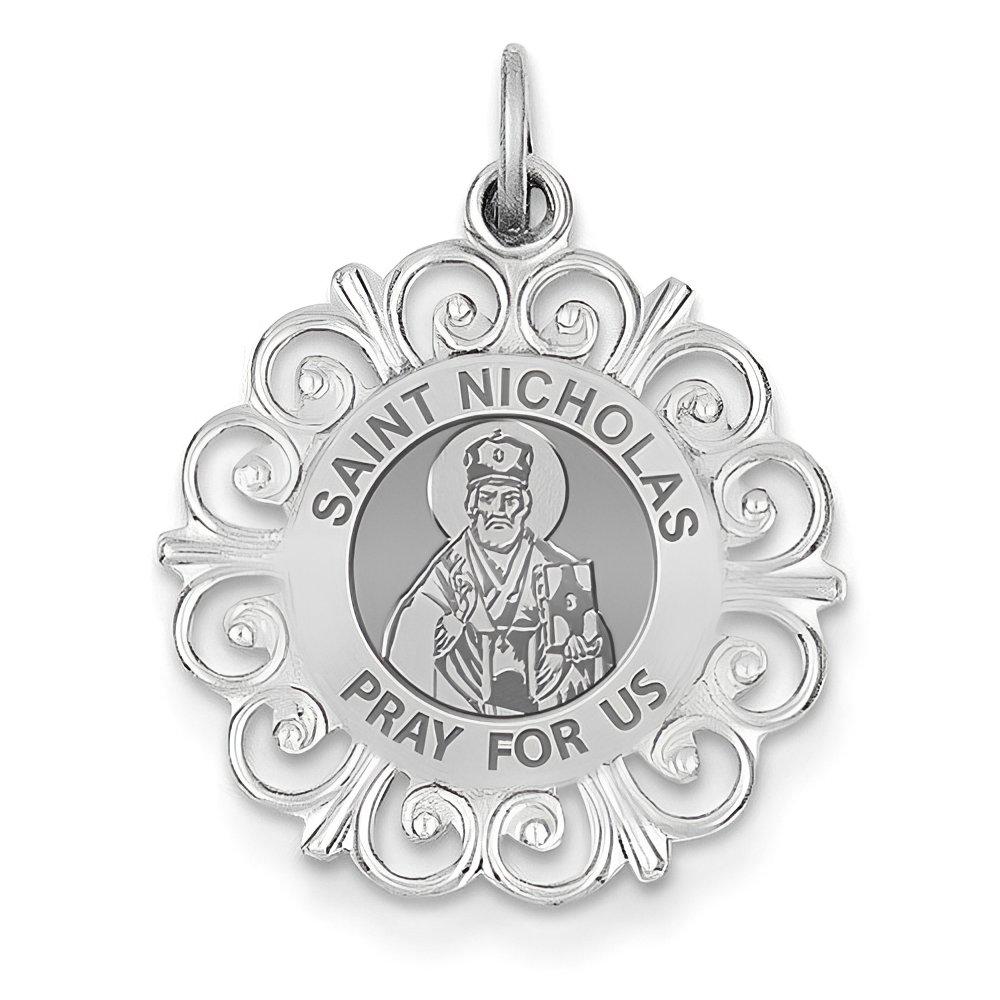 Saint Nicholas Round Filigree Religious Medal