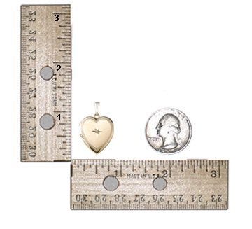 Solid 14K Heart Photo Locket With Genuine Diamond
