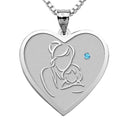 Mother and Daughter - Heart Pendant with Birthstone
