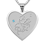 Mother with Two Sons - Heart Pendant with Birthstones