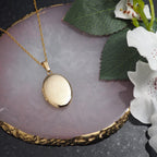 Solid 14K Yellow Gold Large Oval Photo Locket