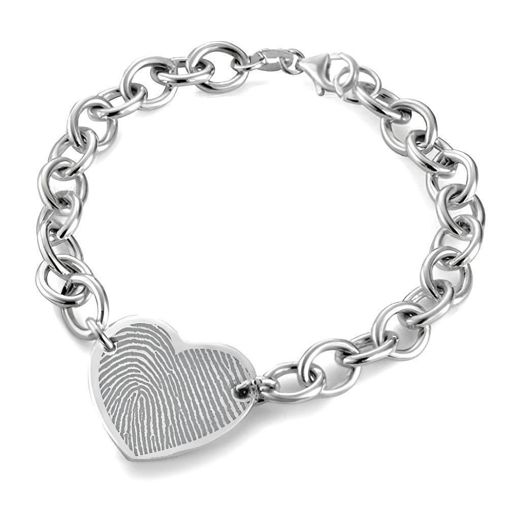 14K Yellow Gold Custom Fingerprint Heart Bracelet