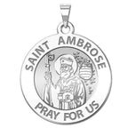 Saint Ambrose Round Religious Medal