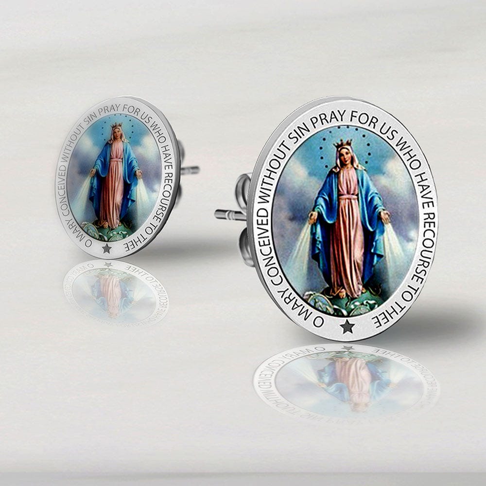 Pair Of Miraculous Medal Earrings