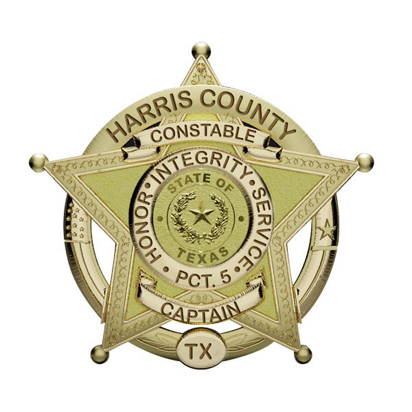 Personalized Harris County Texas L Badge with Rank and Department