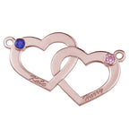 Interlocking Heart Necklace with Two Birthstones & Two Names