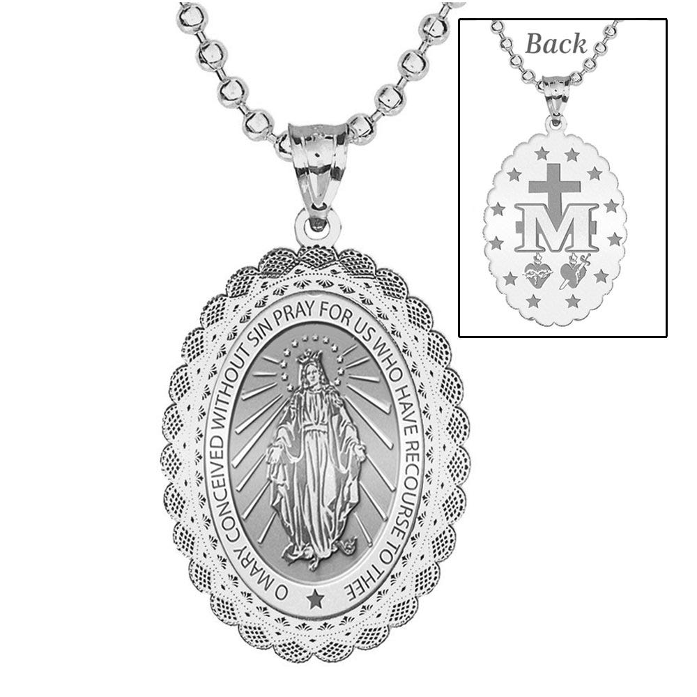 Miraculous Medal Doily Border Oval