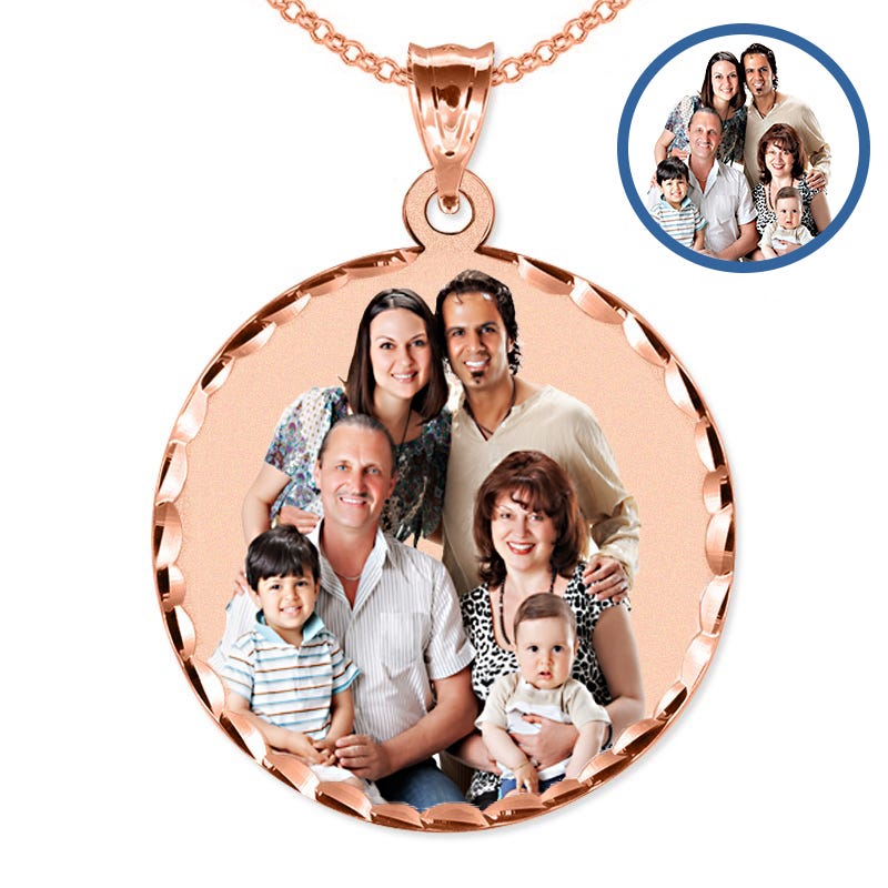 Xxl Round Pendant with Diamond Cut Edge Picture Pendant