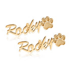 Script Name Dog Paw Earrings