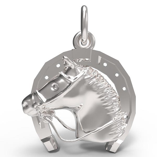 Horse Head with Horseshoe Charm