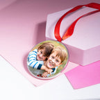 Stainless Steel Round Photo Engraved Ornament
