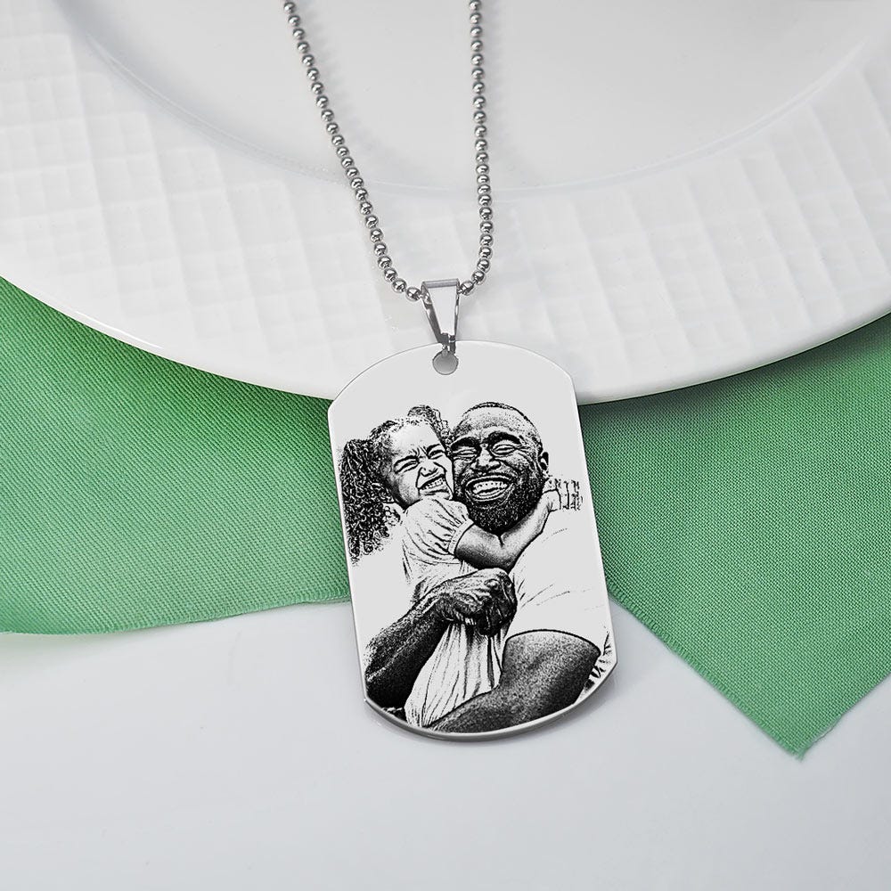 Stainless Steel Dog Tag Photo Pendant