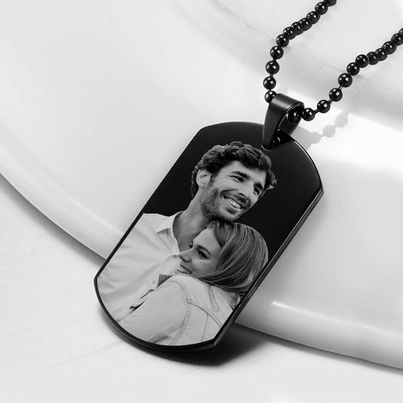 Black Stainless Steel Laser Photo Dog Tag