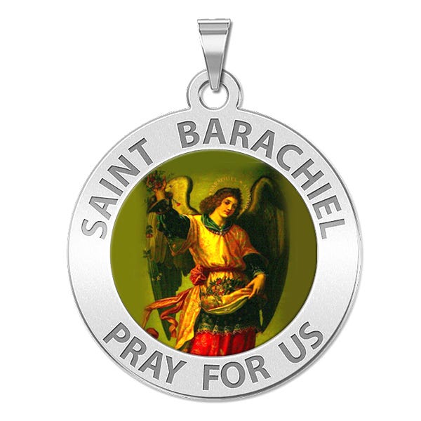 Saint Barachiel Round Religious Medal "Color