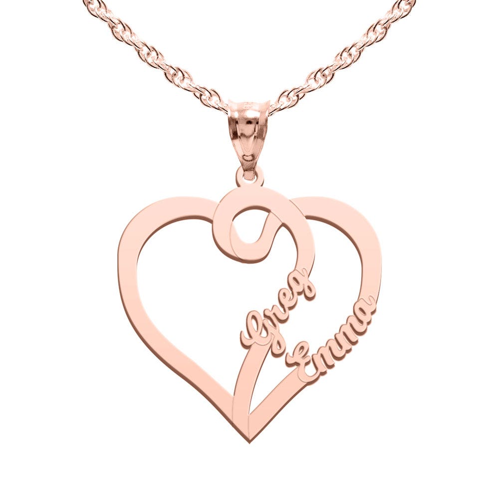 Interlocking Heart Couple's Name Pendant