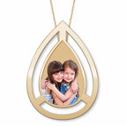 Photo Engraved Floating Teardrop Pendant