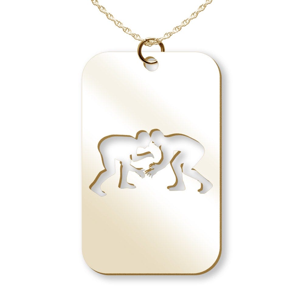 Wrestling Cut-Out Rectangle Pendant