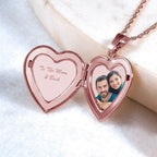 14K Rose Gold Floral Heart Photo Locket