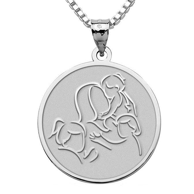 Mother with Three Daughters - Round Pendant