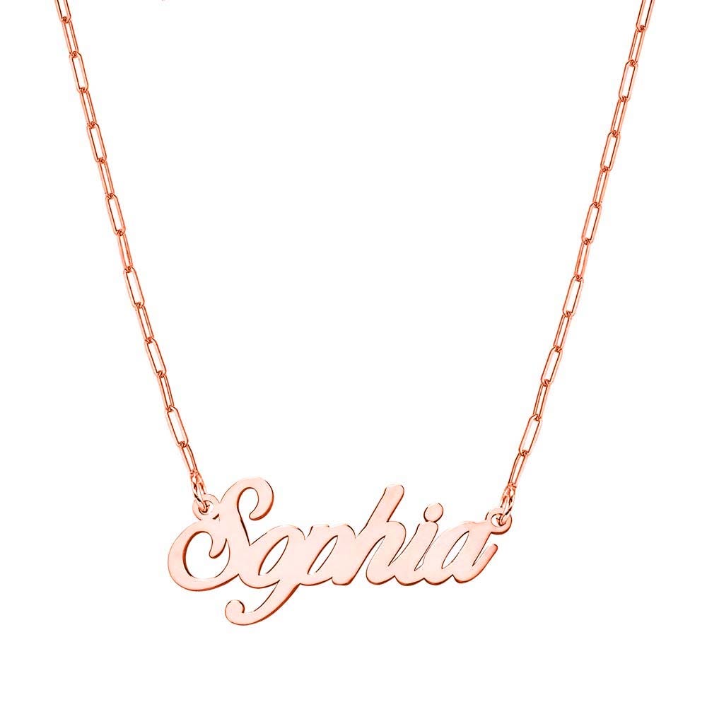 Script Name Necklace with Paperclip Chain