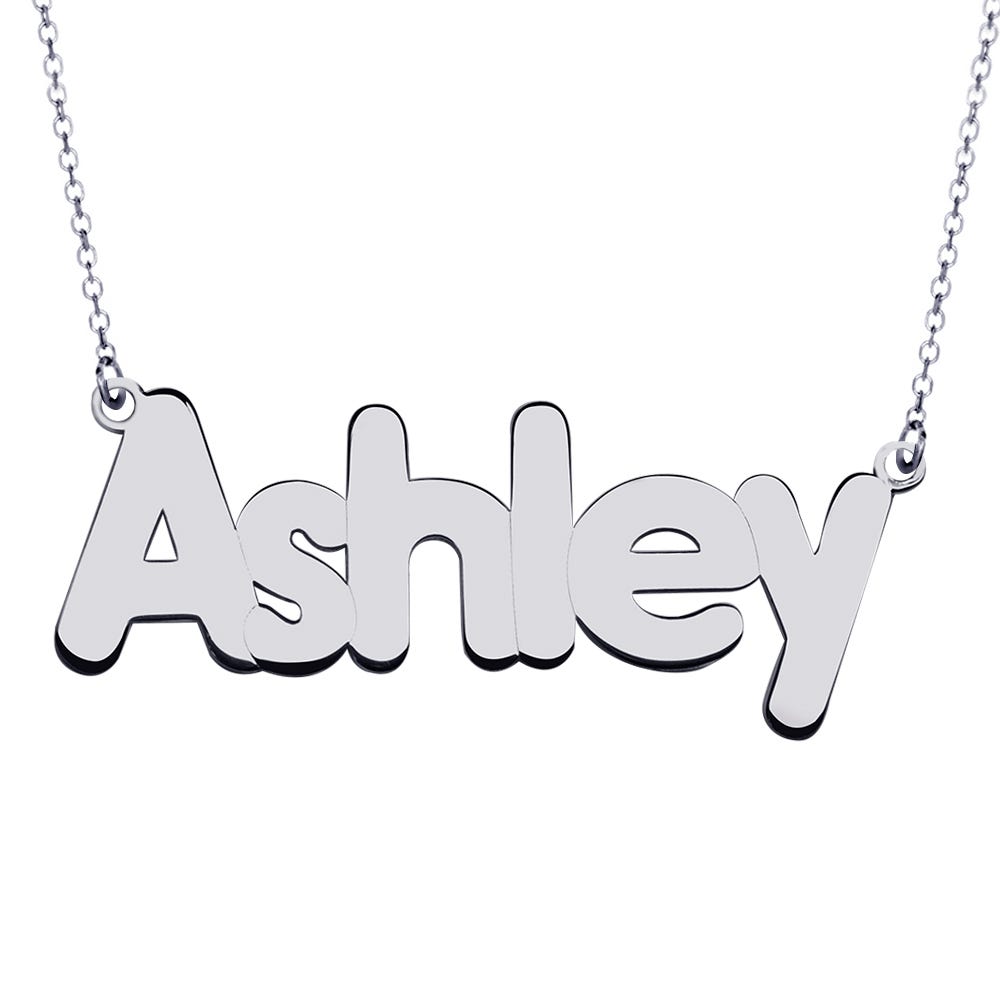 Personalized Classic Block Name Necklace with Chain