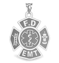 Fire Department Emt Blue Enameled Pendant