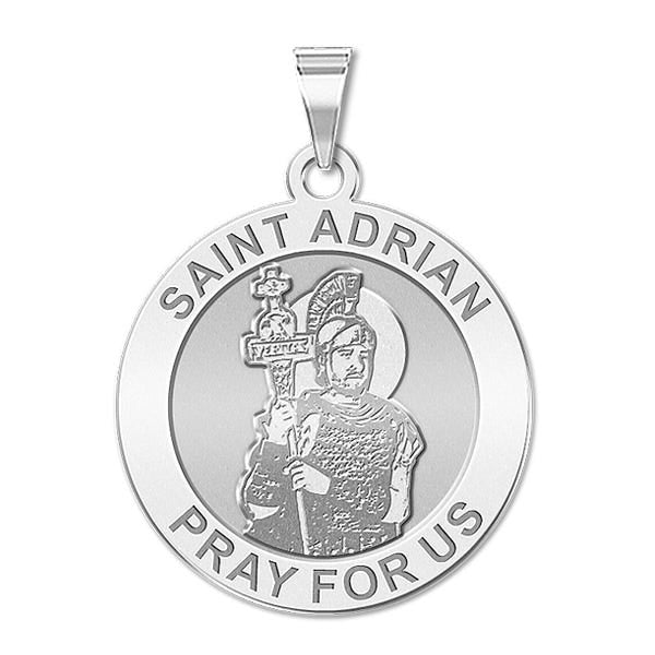 Saint Adrian Round Religious Medal